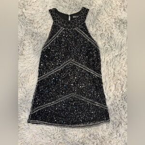Black Sequin Halter Sheath Top